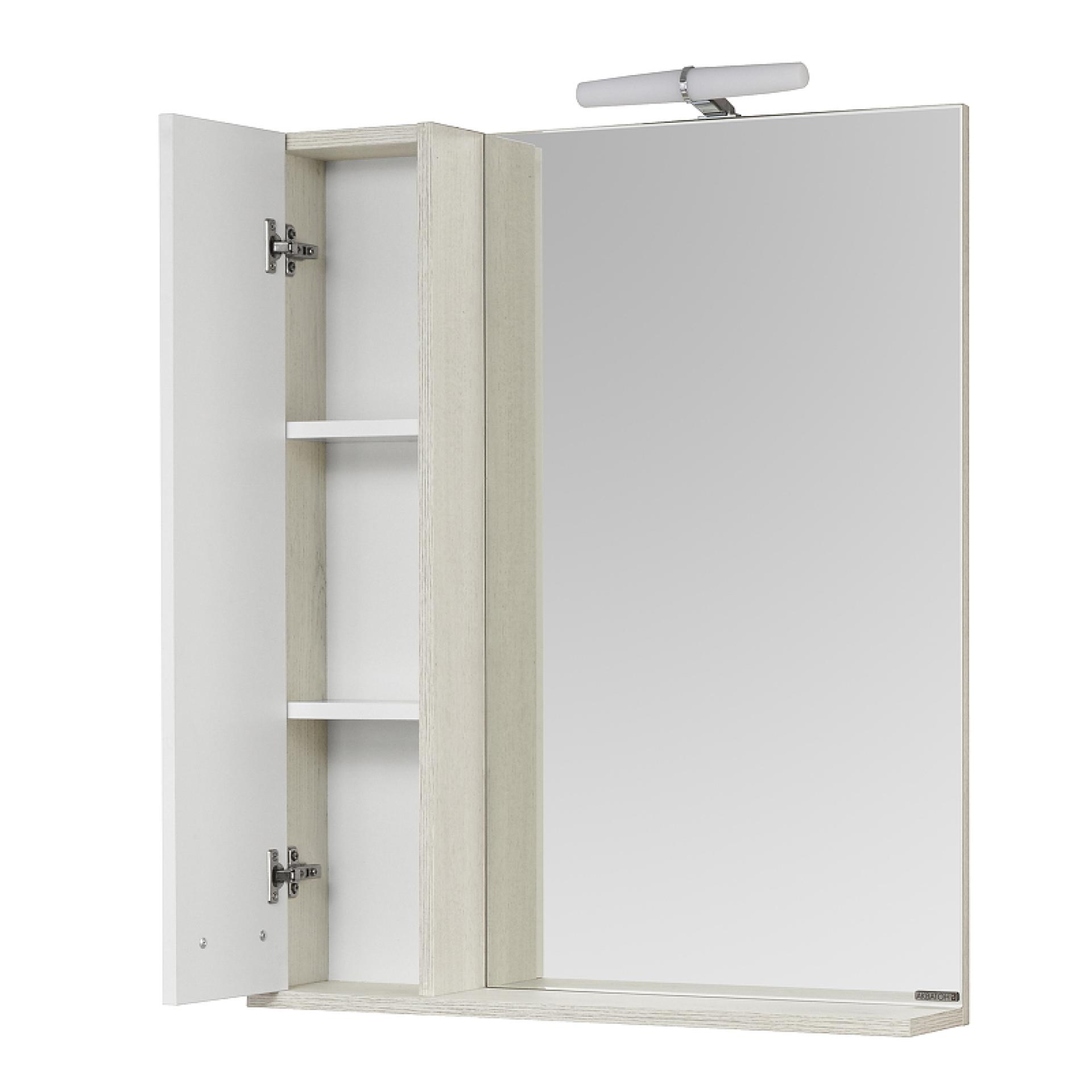 Зеркальный шкаф Акватон Бекка 70 1A214702BAC20 с подсветкой, белый/дуб сомерсет